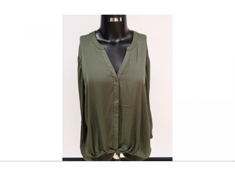 women\'s woven v-neck long sleeve blouse