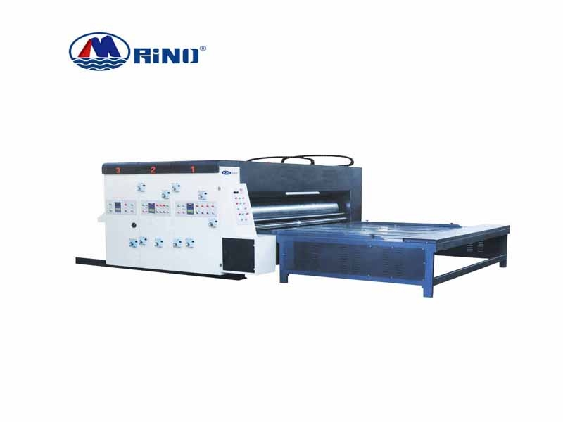 HRT Corrugated cardboard High Speed Automatic Chain Drive feeding four colors flexo printer printing
