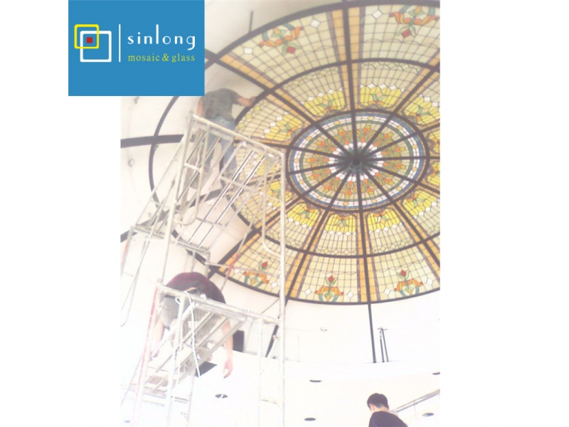 golden color high quality stained glass ceiling skylight dome