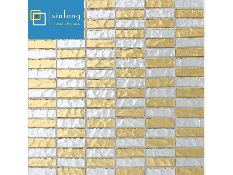 gold color glass mosaic tile