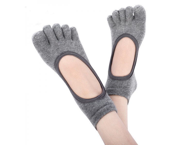 YHAO 2019 Yhao Grey Five Toes Backless Yoga Pilates Dance Socks Anti-Slip Socks For Women