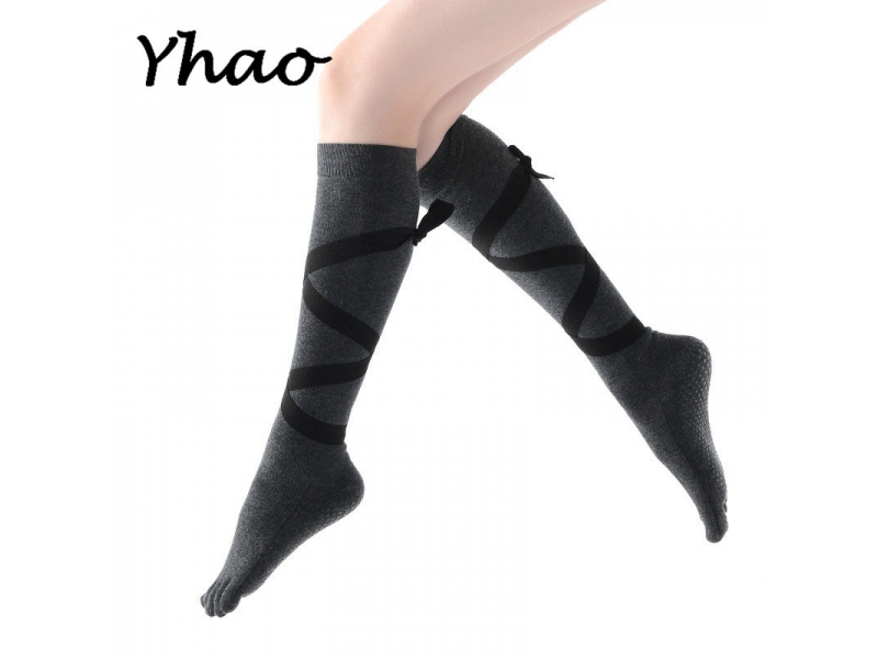 YHAO 2019 Women\'s Professional Sports Yoga Socks Silicone Slip-proof SocksLong-tube Dance Pilates Y