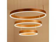 Auboma Modern Pendant Light Golden Acrylic with 3 Rings Yellow Led Light Chandelier in Dinning Room 