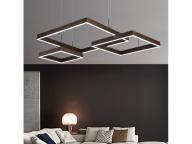 Auboma Modern Pendant Light Coffee Color Acrylic with non-polar Yellow&White Led Light Square Ch