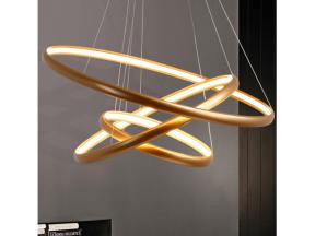 Modern Pendant Light Acrylic with 3 Rings Yellow&White Led Light Chandelier in Dinning Room