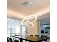 Modern Pendant Light Acrylic with 3 Flower Rings Led Light Chandelier in Dinning Room
