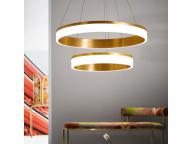 Modern Pendant Light Gloden Acrylic with 3 Rings Led Light Chandelier in Dinning Room