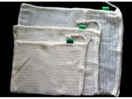 Reusable cotton mesh produce bag set, for shopping or home storage of fruit and veg