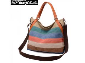 New Designer Retro Canvas Striped Fashion Lady Handbag (J922)