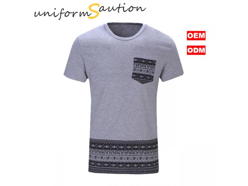 Custom triditional style printing melange gray t shirt for men