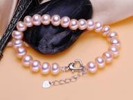 Freshwater pearl bracelet extended tail chain bright light no flat round