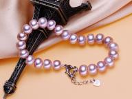 Freshwater pearl bracelet extended tail chain bright light no flat round