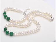 Agate necklace bracelet set 8-9-10mm freshwater pearl two-piece set