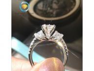 Card round drill square diamond ring female sterling silver gold-plated imitation diamond wedding en