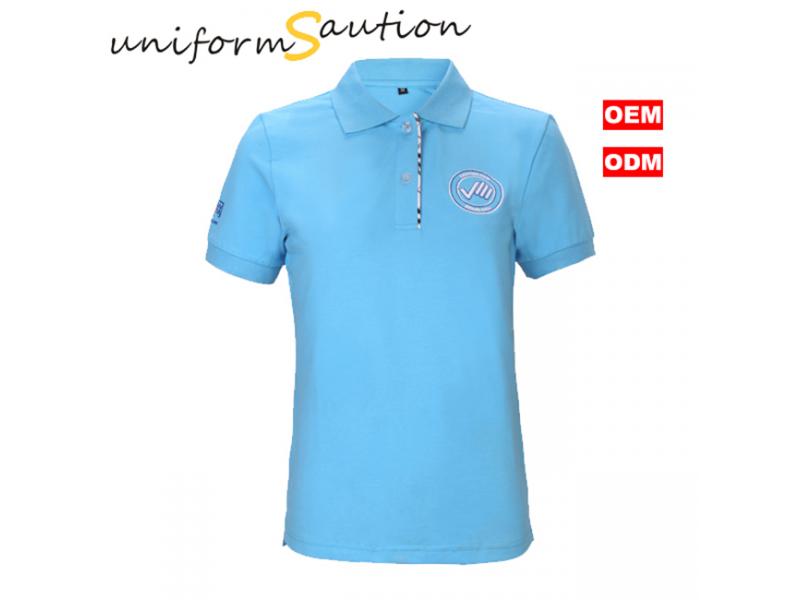 Custom combed cotton blue polo shirt
