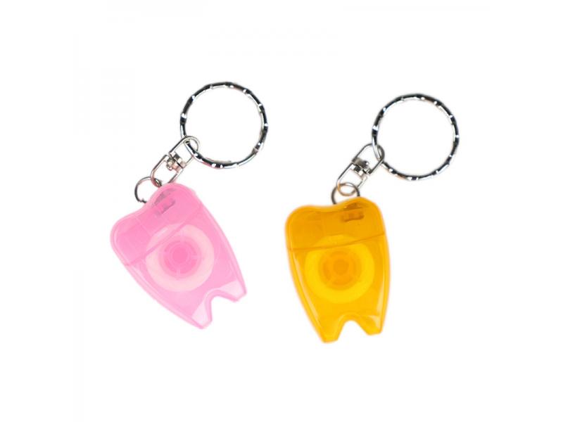 tooth shape dental floss with keychain
