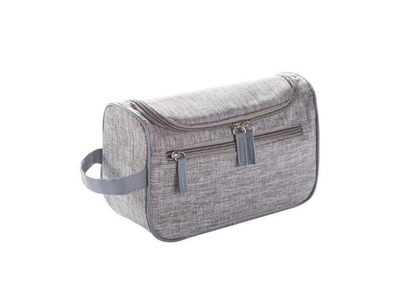 Fashion Gray Travel Handy Canvas & Leather Men Toiletry Bag Travel Makeup Cosmetic Organizer Toi