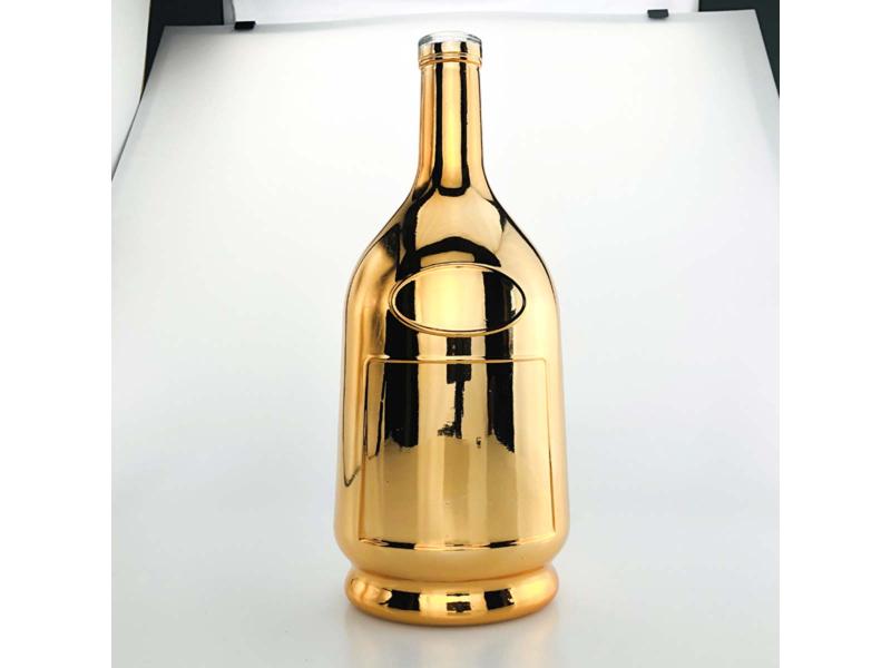 high quality 700ml electroplated glass liquor bottle