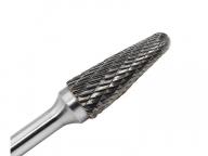 Taper double groove burr 6mm handle * 10mm head tungsten carbide rotary burr