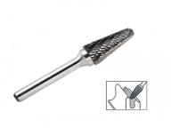 Taper double groove burr 6mm handle * 10mm head tungsten carbide rotary burr