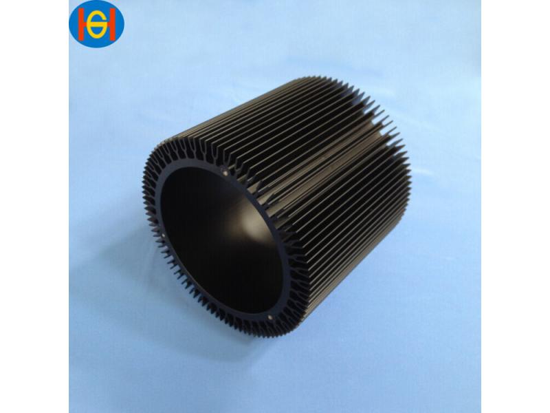 Black anodized round extrusion aluminum heatsink with high quality
