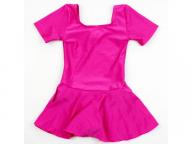 Children's one-piece skirt style short sleeve solid color swimsuit dance competition swimsuit pink 