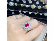 Ruby horse eye flower ring female simulation diamond ring custom