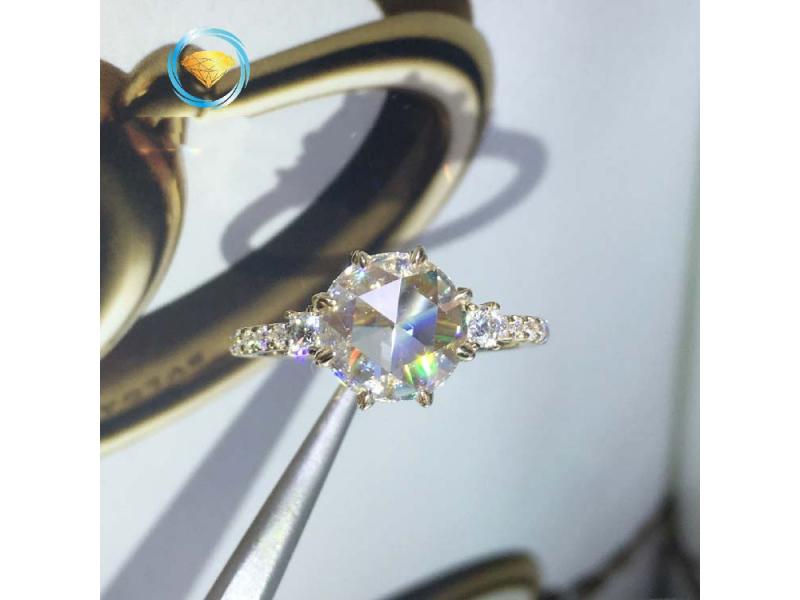 18K gold Mosang diamond custom ring female cutting semicircle Mosang diamond knot engagement ring
