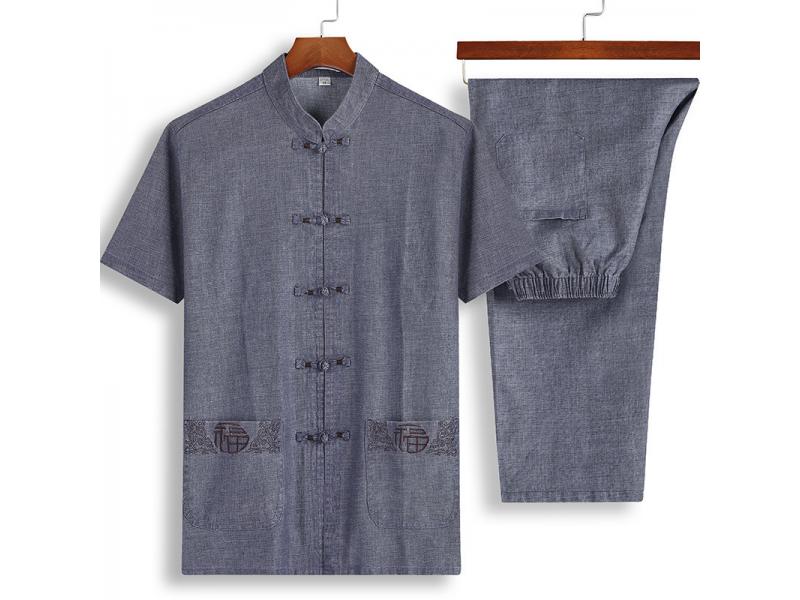 Linen men\'s mourning Summer middle-aged Chinese clothing short-sleeved cotton and linen