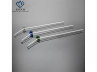 Bent Clear high borosilicate glass drinking straw with colored rose flowers