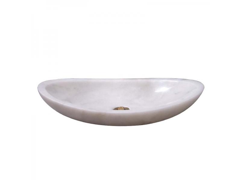 White oval stone wash basin Marble counter basin Bathroom cabinet with stone