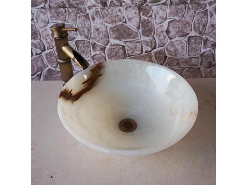 Oval white jade round bowl natural jade wash basin