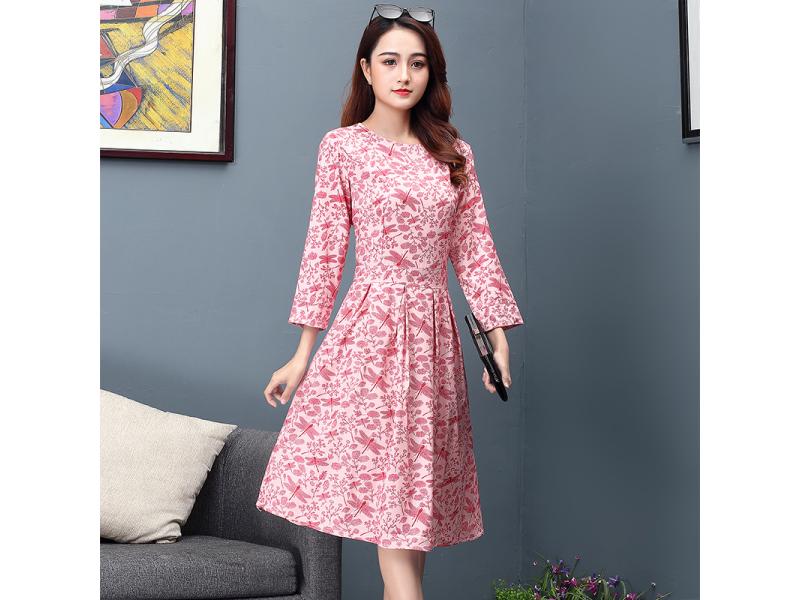 Factory direct operation Autumn 2019 New Long Sleeve Mid-long Printed Dresses