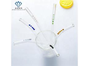Reusable Transparent Borosilicate Glass Straws Handmade with Dots design