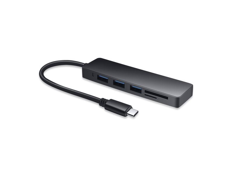 Type C to USB3.0 3-port USB hub with card reader