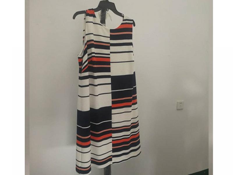Striped sleeveless skirt with 100% cotton knit farbic
