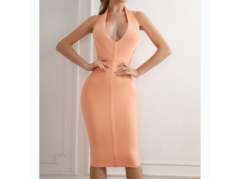 New V-neck Backless Sexy Woman's Party Bandage Dress