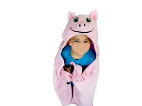 Soft Animal Pig Design Hood Baby Bath Blanket Fleece Baby Blanket