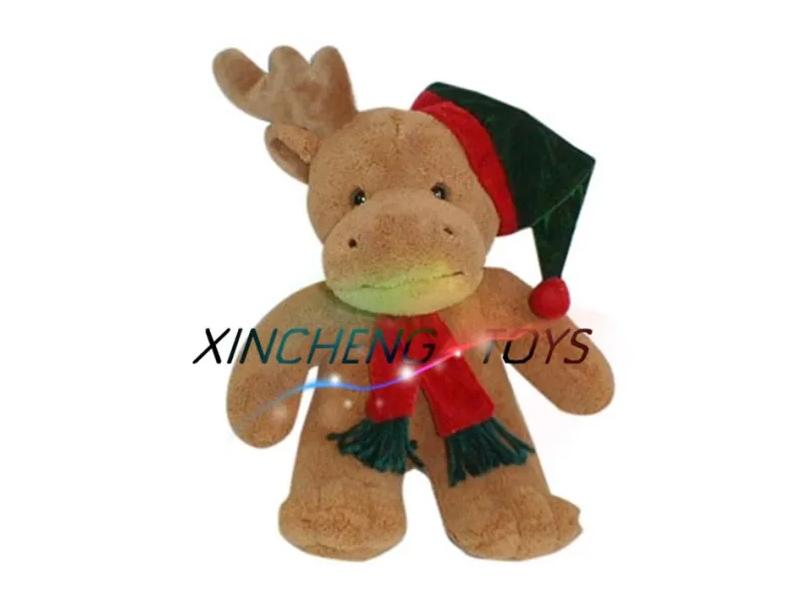 Plush Christmas Toys and Stuffed Plush Moose with A Scarf and Hat