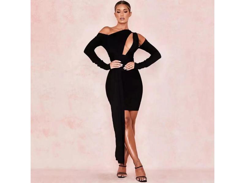 2019 New Fashion Sexy Long Sleeve Bandage Party Cocktail Club Short Mini Dress