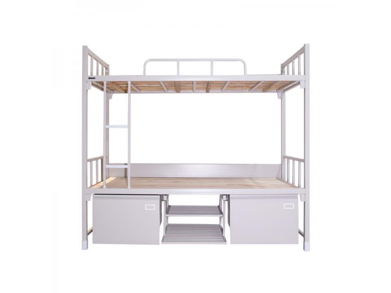 Commercial Furniture School White Strong Resistant Metal Bunk Bed with Storage Locker