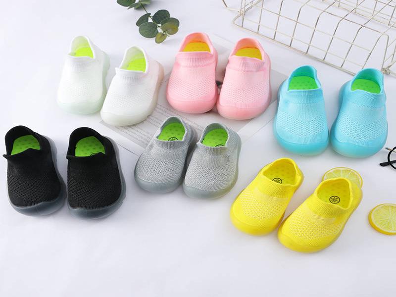New Unisex Toddler Shoes Baby Walking Knit Jelly Bottom Socks Shoes 