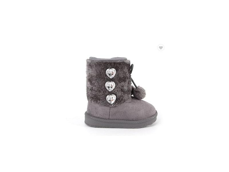 Factory Price Grey Girl Winter Warm Plush Snow Boots for Child 