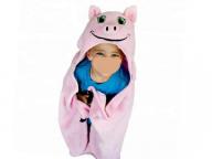 Comfortable Portable Animal Baby Bath Kids Hooded Blanket Pig 