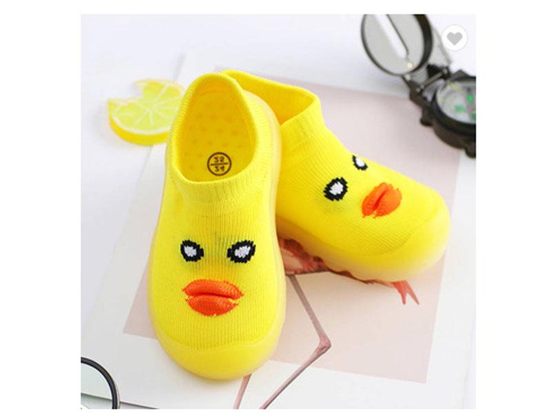 3D Knitted Mesh Children Color Cotton Baby Toddler Big Yellow Duck Jelly Bottom Socks Shoes 
