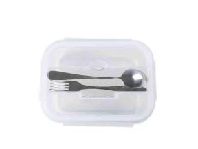 Meal Prep Glass Lunch Box Food Container with Knife and Fork