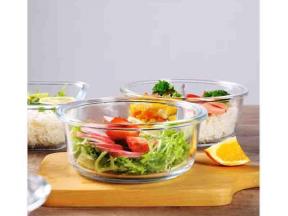 Round Borosilicate Meal Perp Lunch Box Glass Food Container