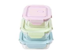 Square Lunch Box Meal Prep Container Glass Food Container