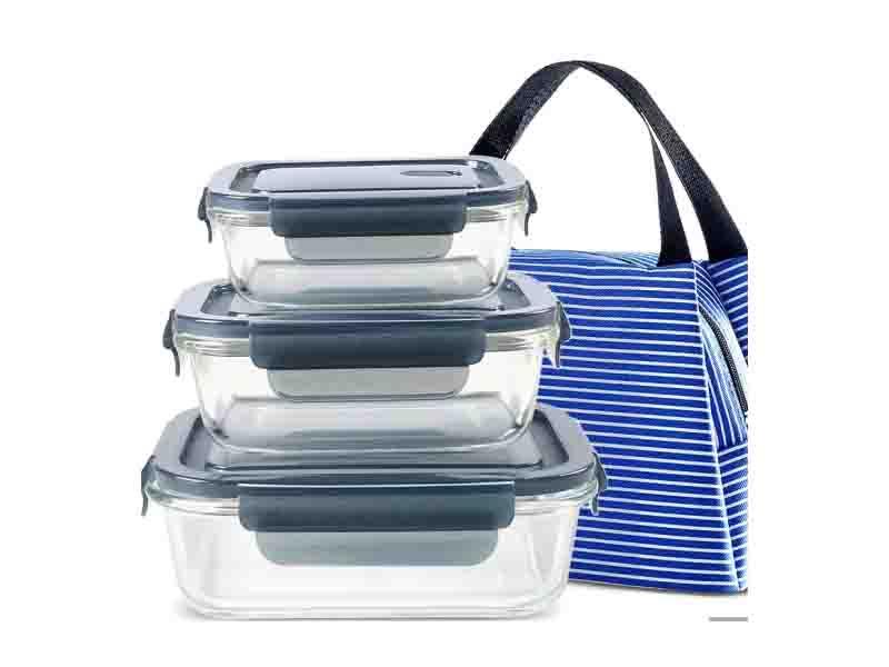 Heatable Borosilicate Glass Meal Prep Food Storage Container Set
