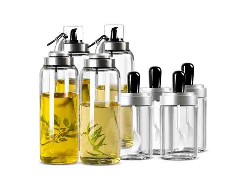 Hot Sale Household Using Olive Oil Glass Bottle Oil&Vinegar Dispenser Set